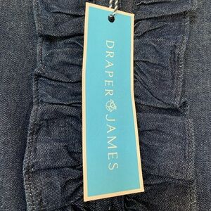 Draper James denim belted sleeveless ruffle shift dress. Dark wash. XXL. NWT.